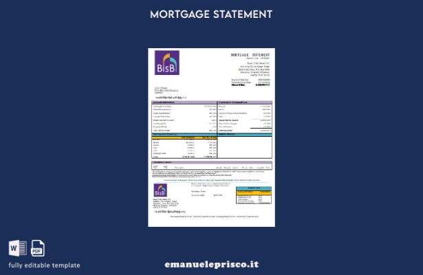 modello di estratto conto ipotecario bancario Bahrein BISB in stile verificato